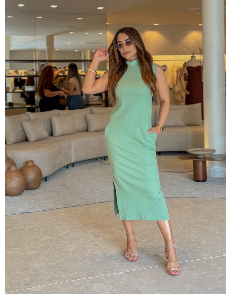 Vestido Canelado Muscle Tee Oliva