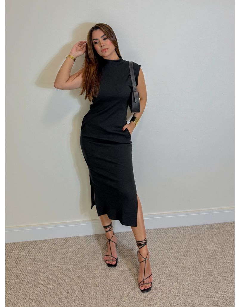 Vestido Canelado Muscle Tee Preto - Loja La Mina 