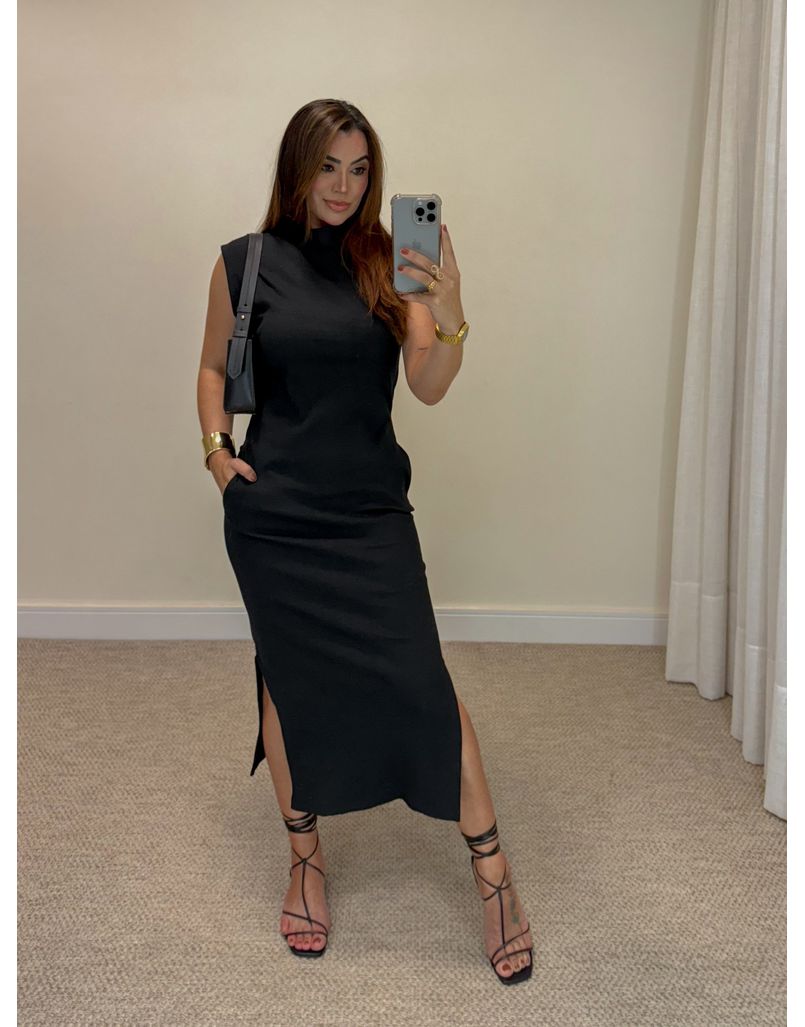 Vestido Canelado Muscle Tee Preto