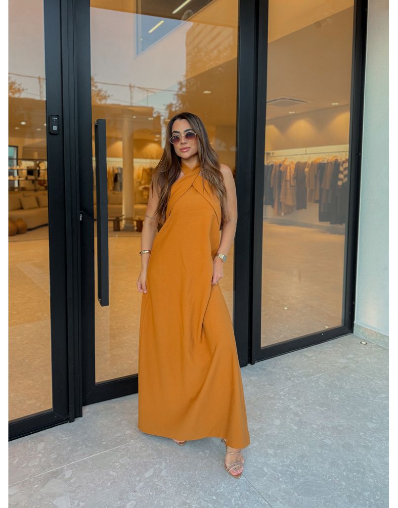 Vestido Midi Frente Única Melina Camelo