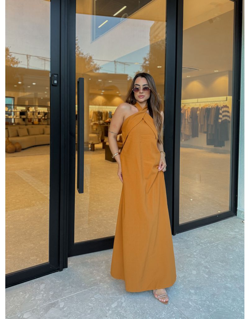 Vestido Midi Frente Única Melina Camelo