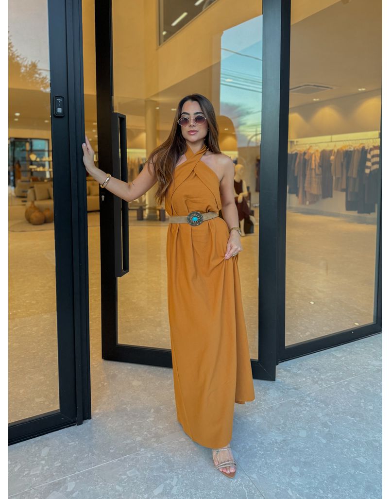 Vestido Midi Frente Única Melina Camelo