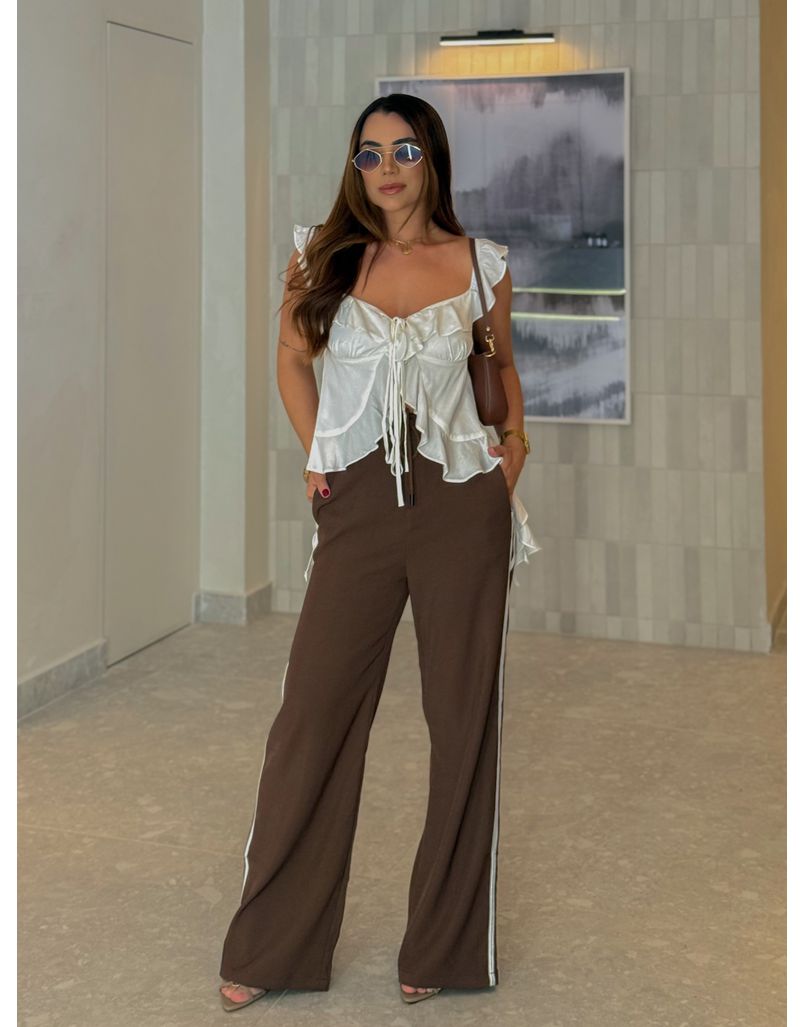 Calça Listra Isabella Café - Loja La Mina 