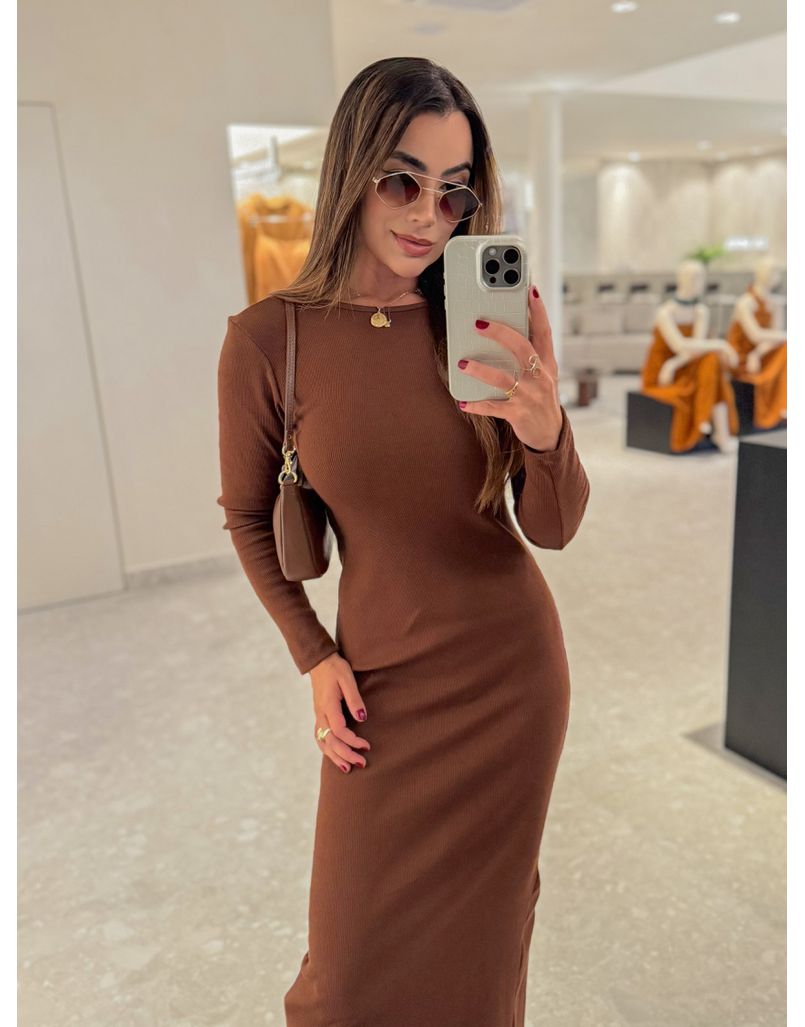 Vestido Canelado Lorena Café 