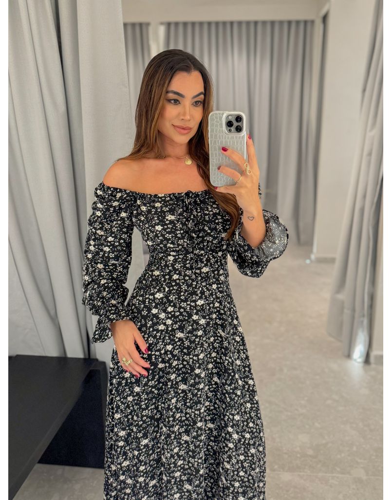 Vestido Mônaco Manga Longa Preto