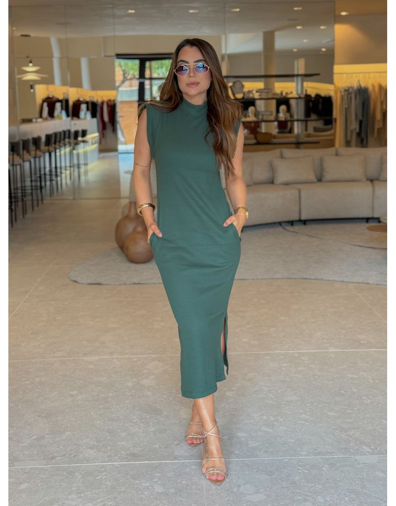 Vestido Canelado Muscle Tee Verde Musgo - Loja La Mina 