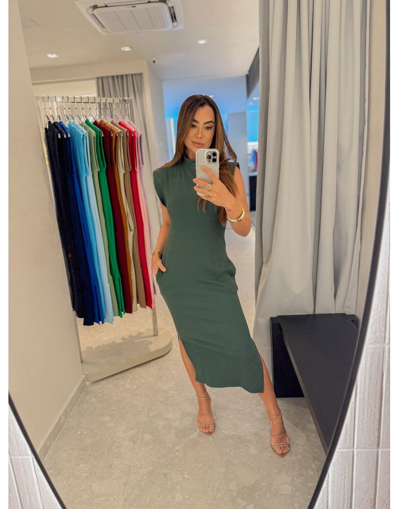 Vestido Canelado Muscle Tee Verde Musgo