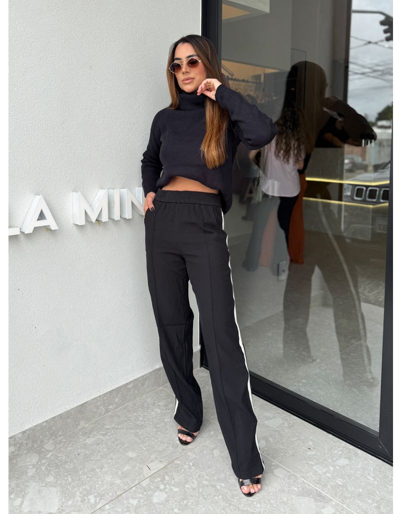 Blusa Tricot Gola Marina Preto