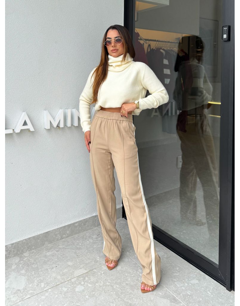 Blusa Tricot Gola Marina Creme