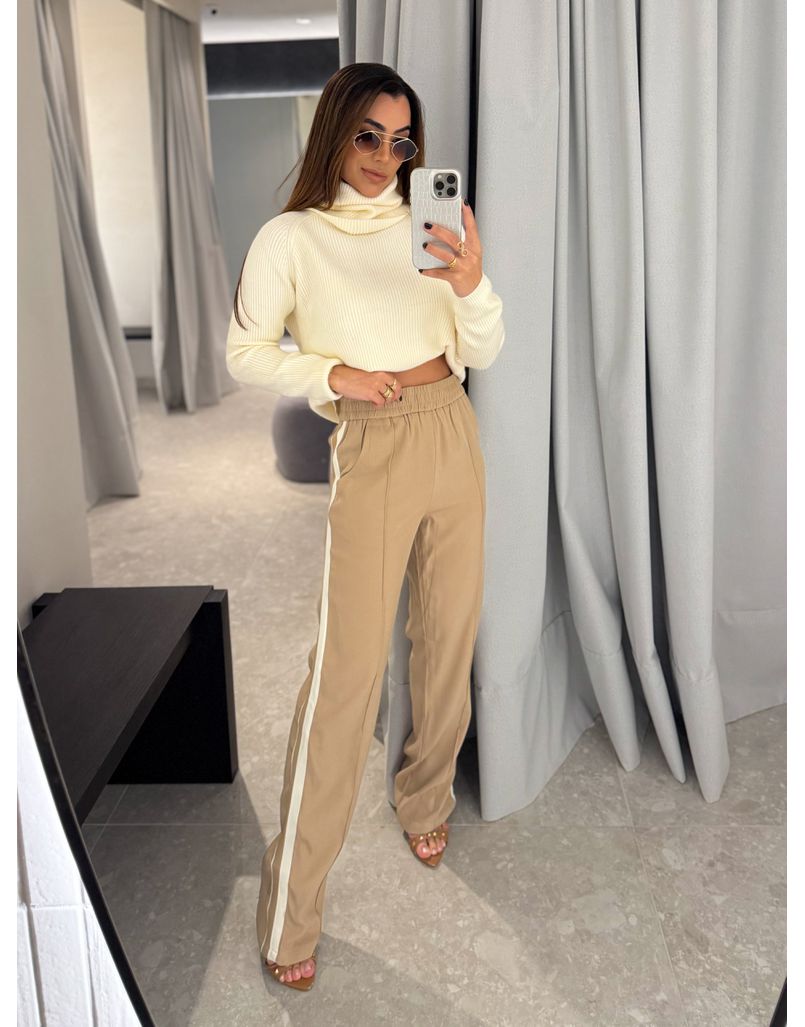 Blusa Tricot Gola Marina Creme