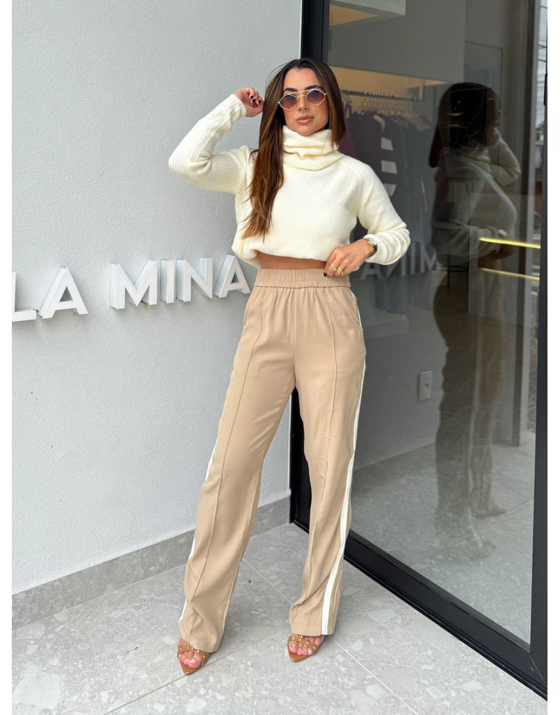 Calça Listra Mirela Cappuccino - Loja La Mina 