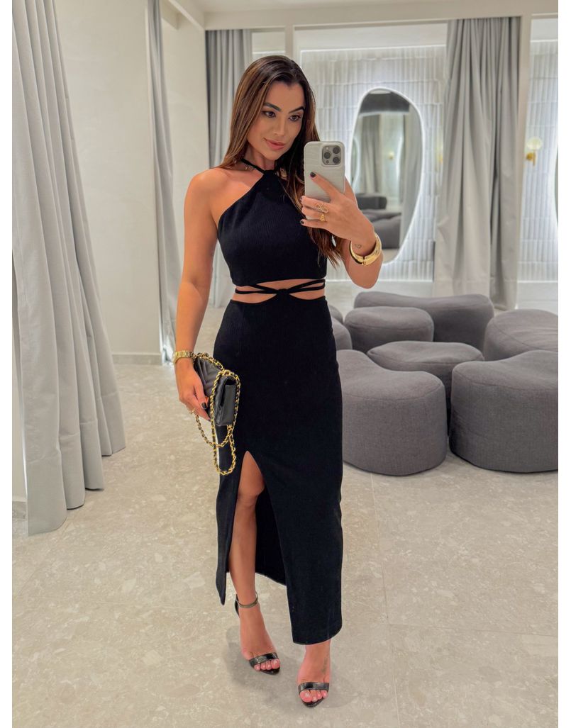 Conjunto Canelado Luara Preto