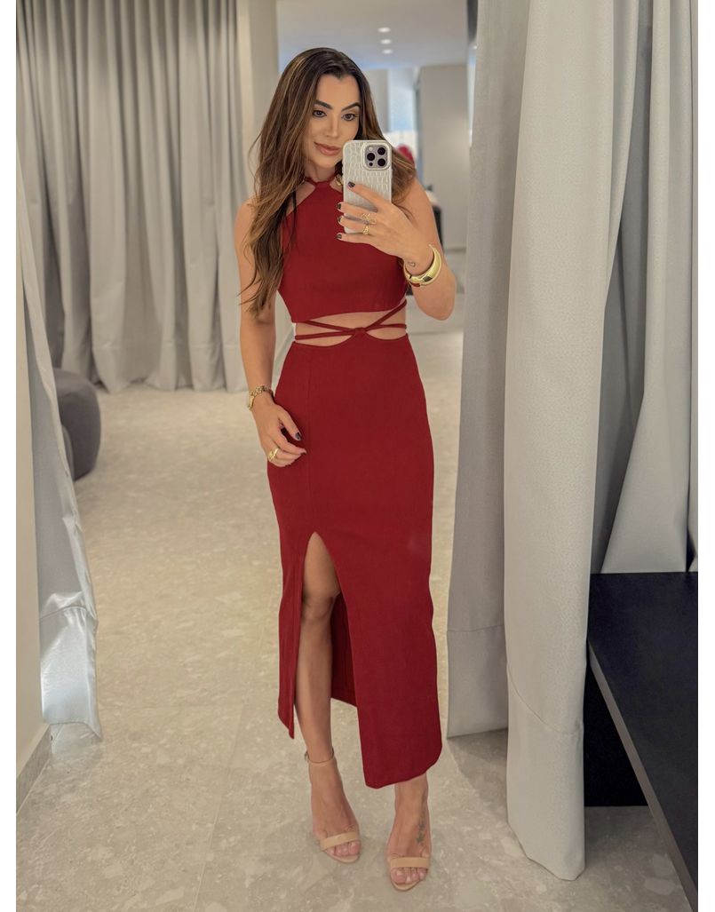 Conjunto Canelado Luara Cereja