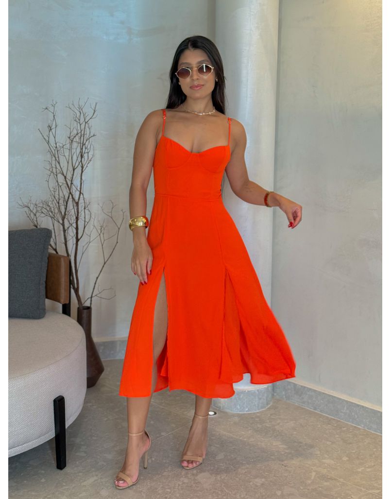 Vestido Meia Taça Lais Laranja - Loja La Mina 