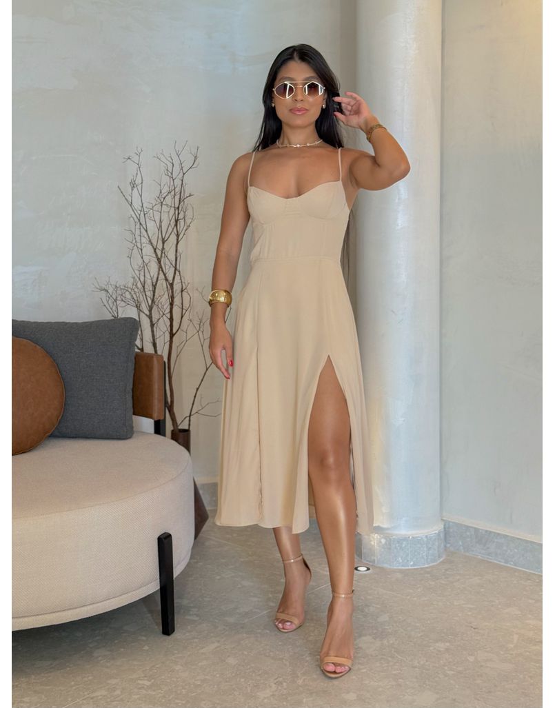 Vestido Meia Taça Lais Cappuccino - Loja La Mina 