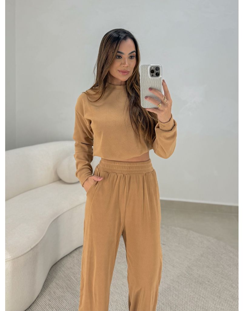 Conjunto Canelado Itália Mocha Mousse