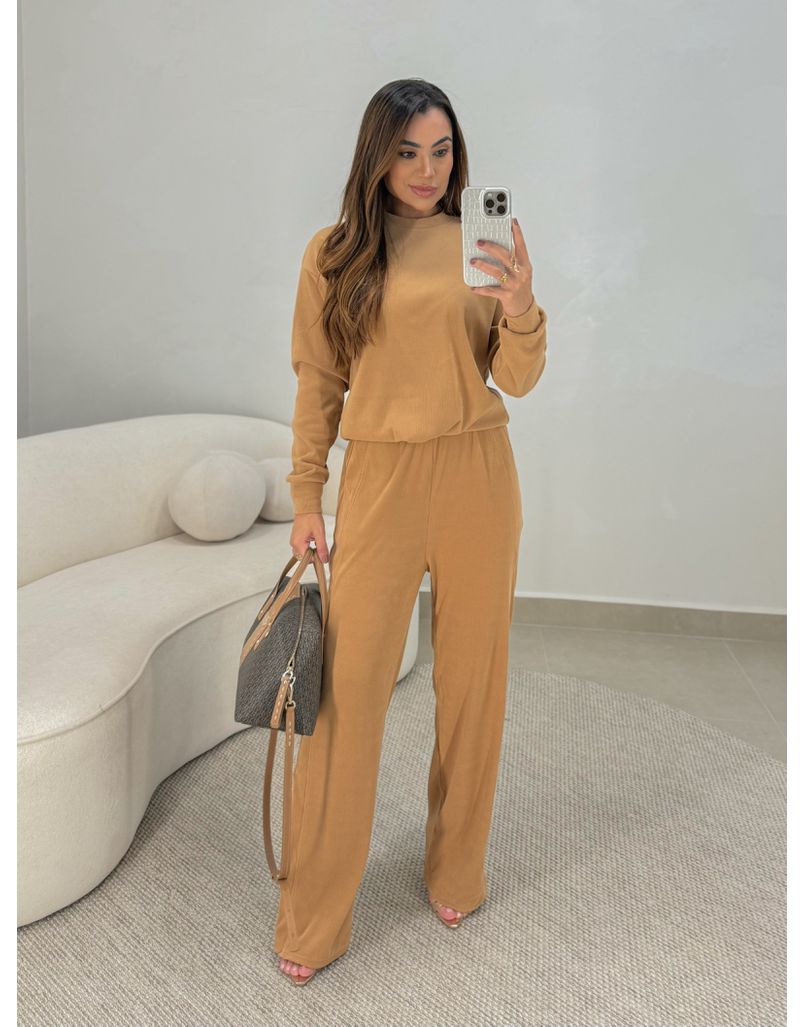 Conjunto Canelado Itália Mocha Mousse