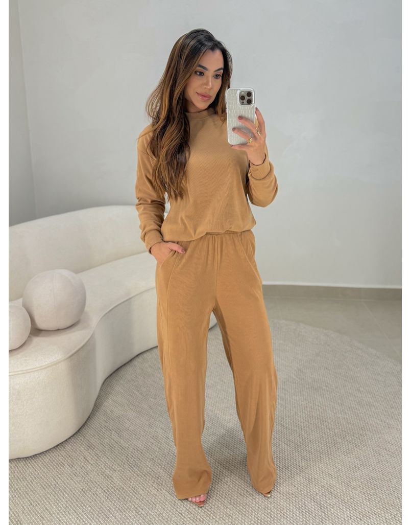 Conjunto Canelado Itália Mocha Mousse