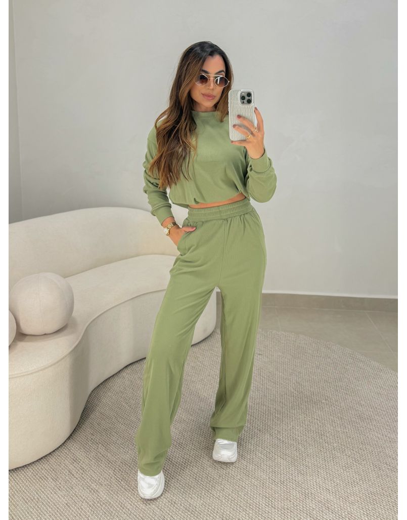 Conjunto Canelado Itália Verde - Loja La Mina 
