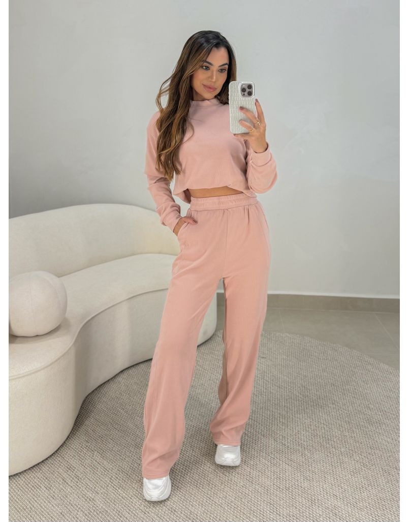 Conjunto Canelado Itália Rosa - Loja La Mina 