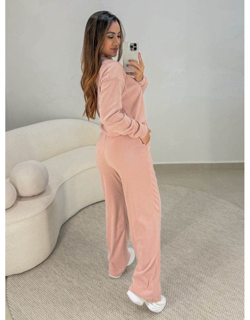 Conjunto Canelado Itália Rosa 
