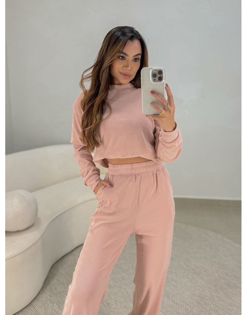 Conjunto Canelado Itália Rosa 