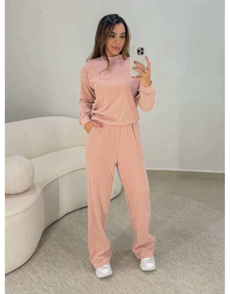 Conjunto Canelado Itália Rosa 