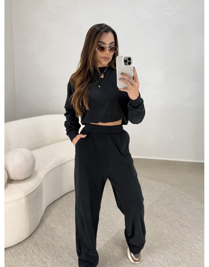 Conjunto Canelado Itália Preto