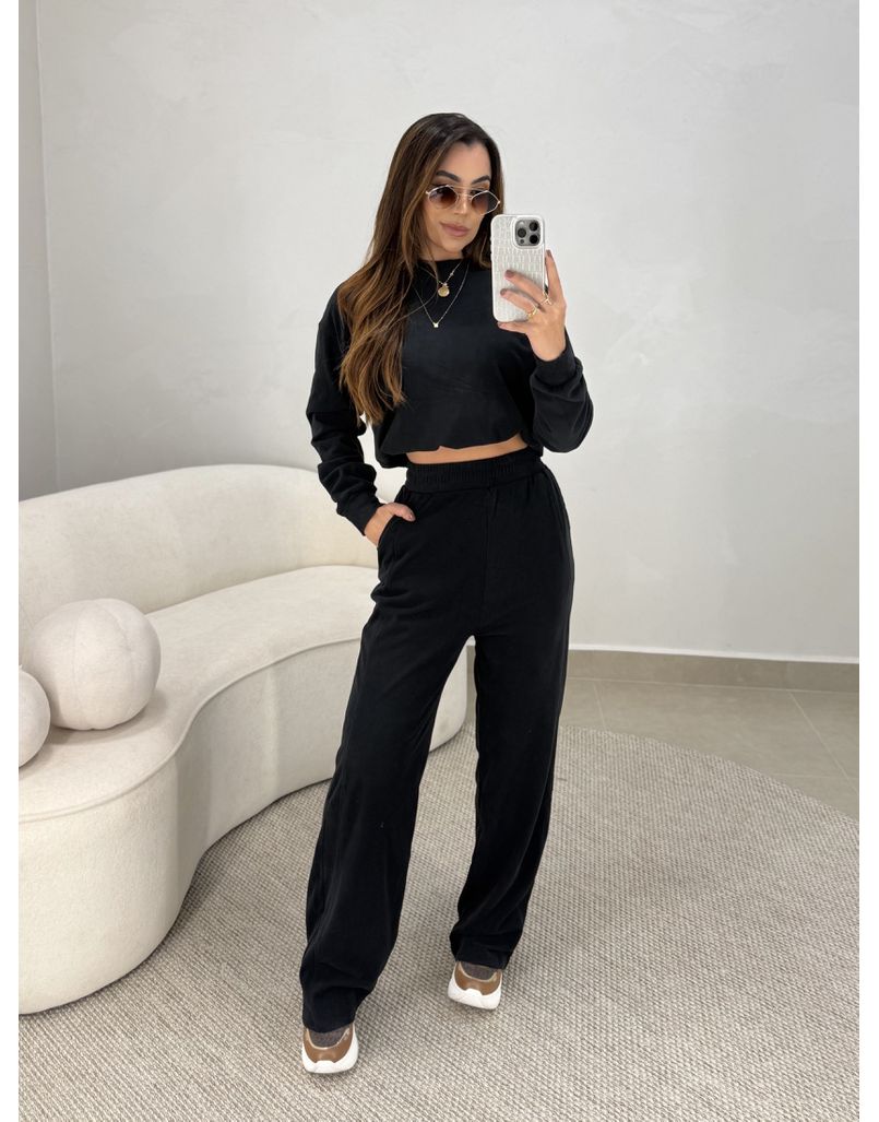 Conjunto Canelado Itália Preto