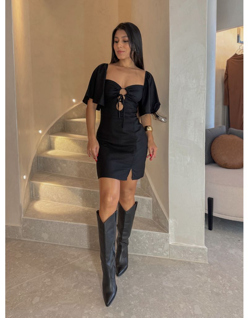 Vestido Manga Joice Preto - Loja La Mina 