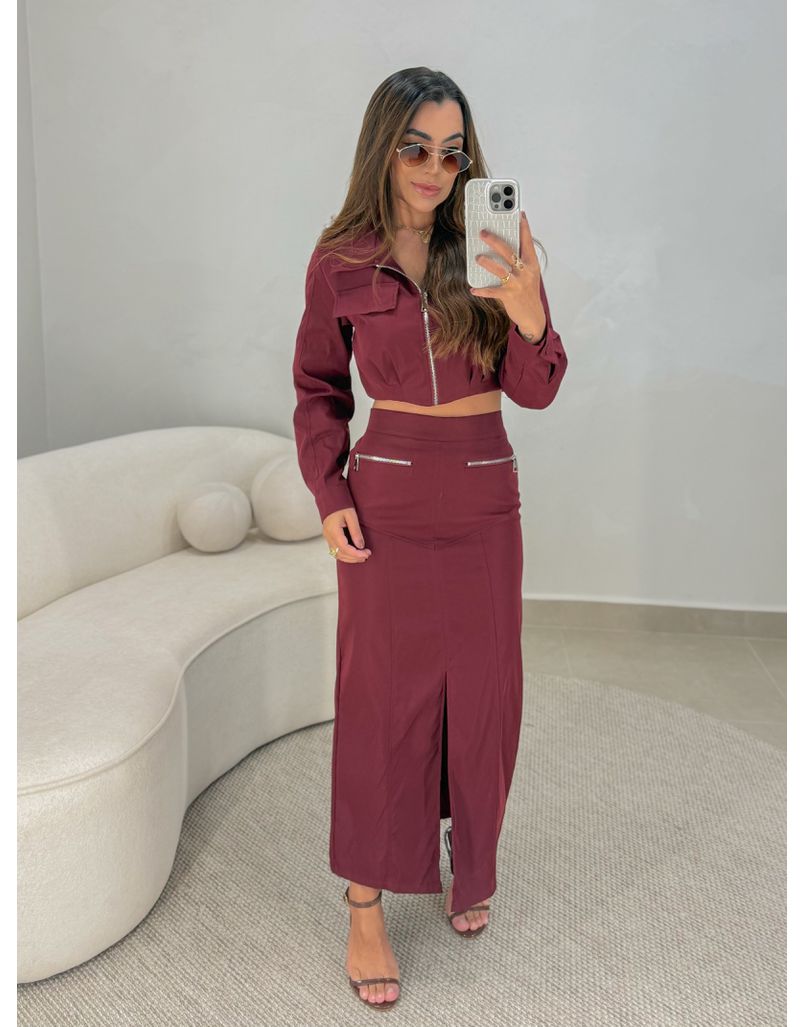 Conjunto Saia Lídia Cereja