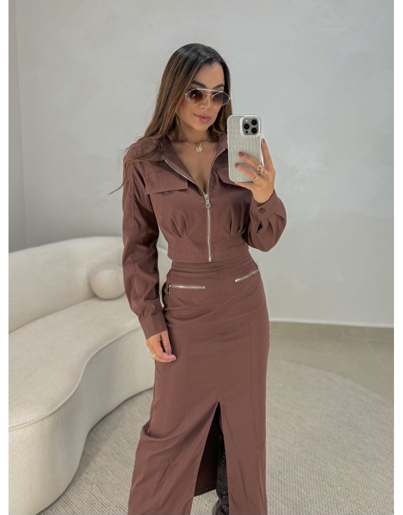 Conjunto Saia Lídia Café 