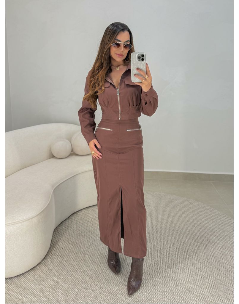 Conjunto Saia Lídia Café 