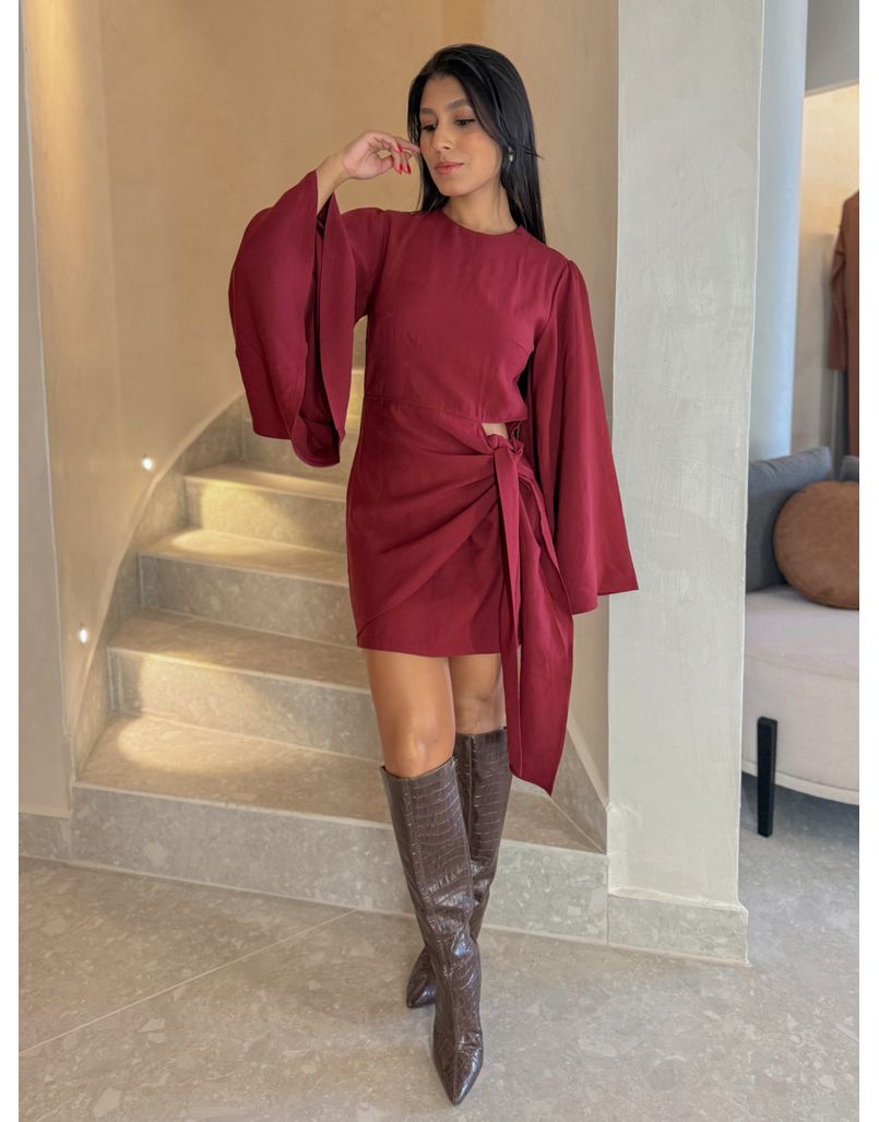 Vestido Manga Anitta Cereja - Loja La Mina 