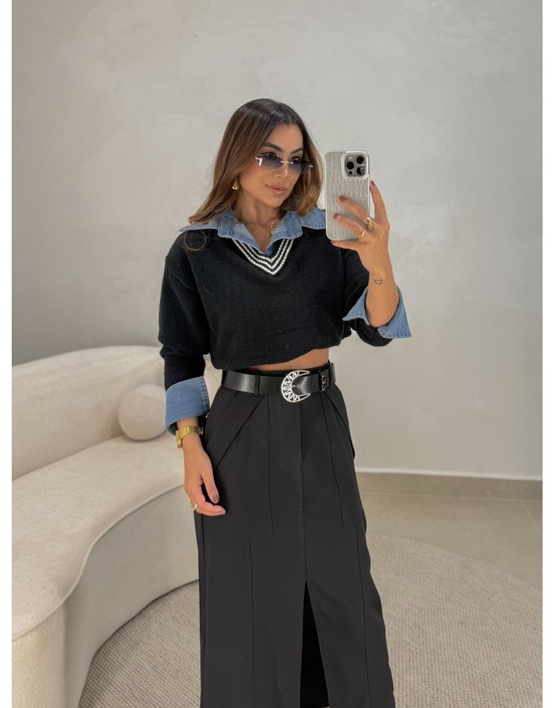 Suéter Tricot Célia Preto