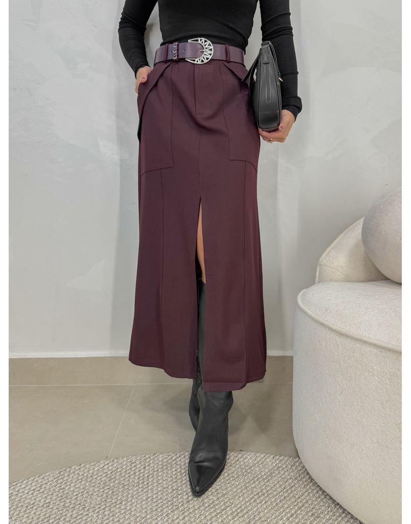 Saia Midi Francine Vinho 