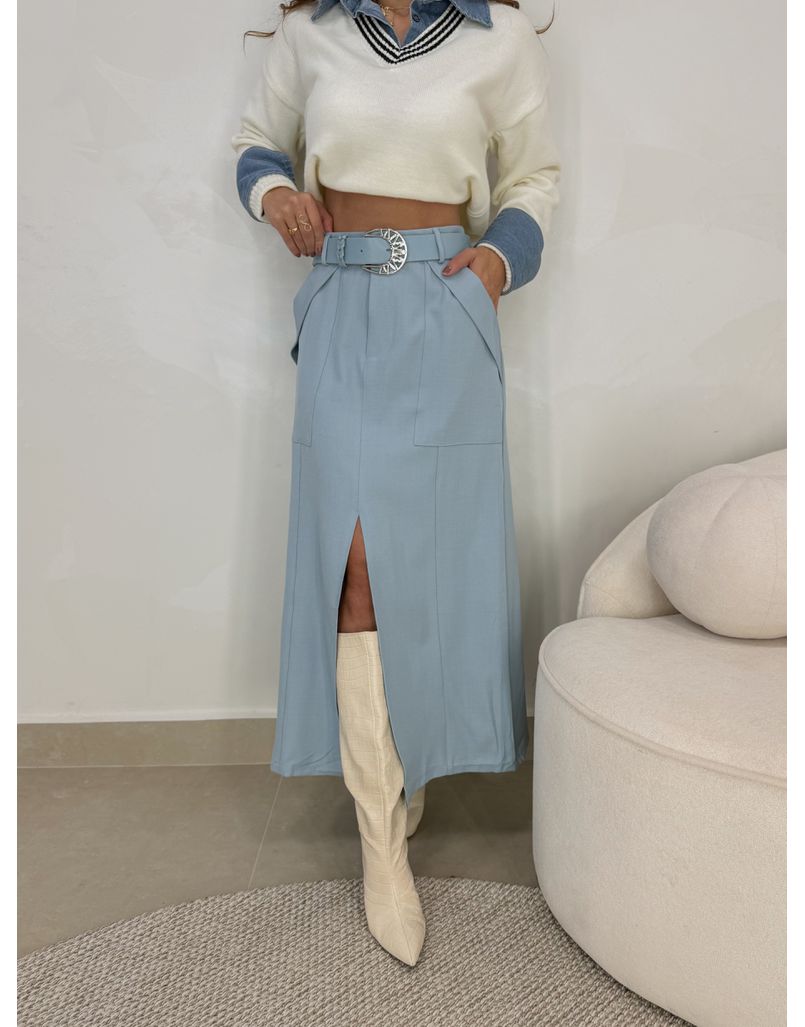 Saia Midi Francine Azul 
