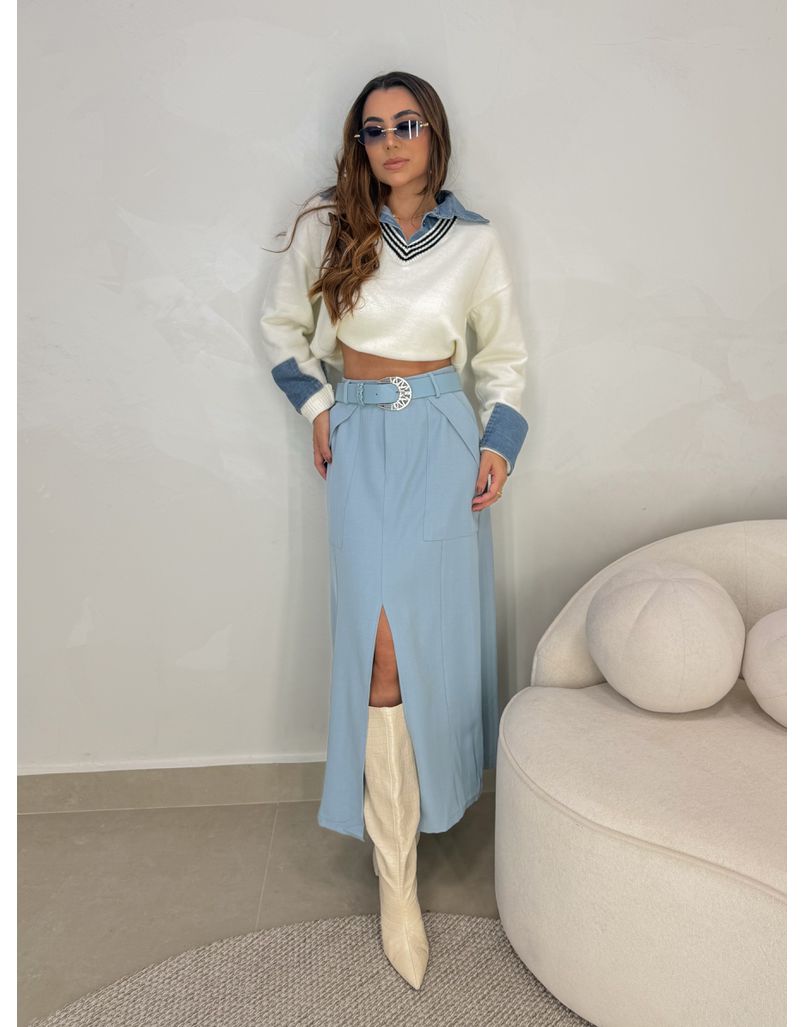 Saia Midi Francine Azul 