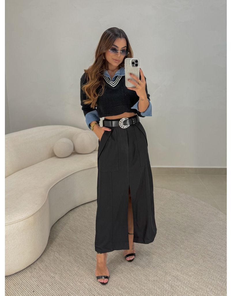 Saia Midi Francine Preto