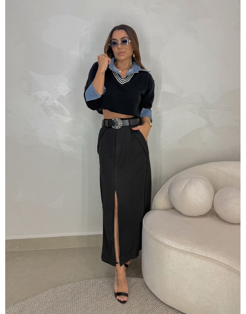 Saia Midi Francine Preto