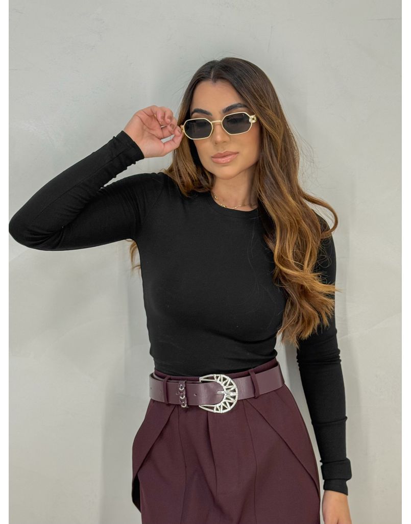 Blusa Manga Longa Madalena Preta