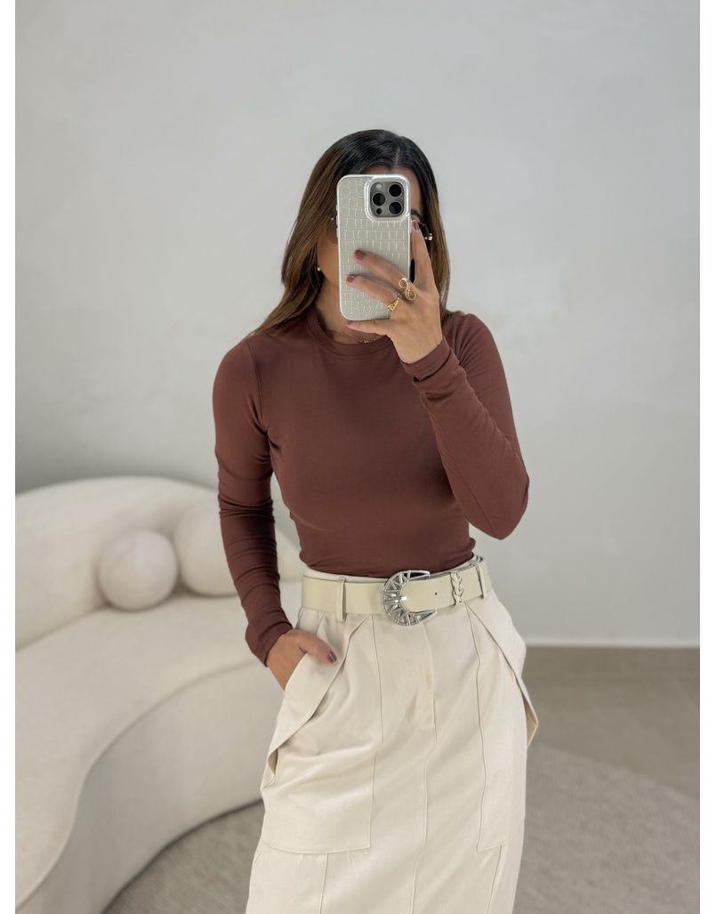 Blusa Manga Longa Madalena Café 