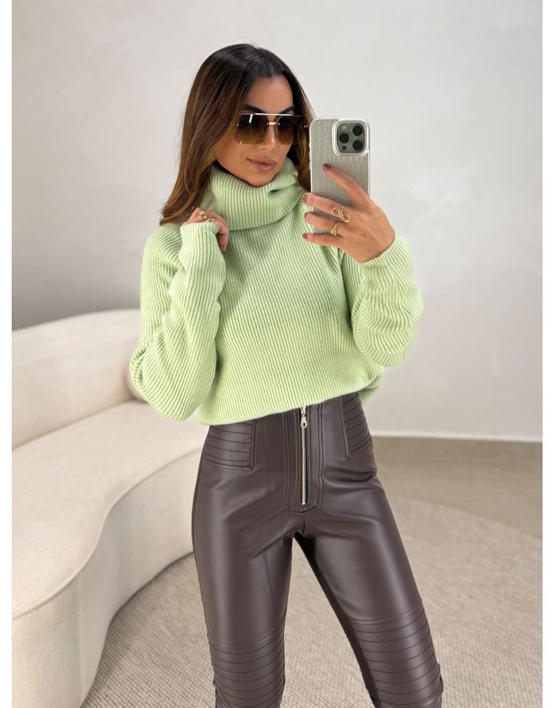 Blusa Tricot Gola Marina Verde - Loja La Mina 