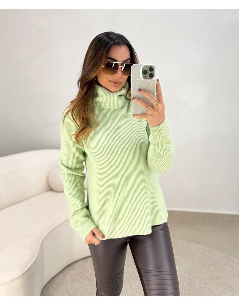 Blusa Tricot Gola Marina Verde