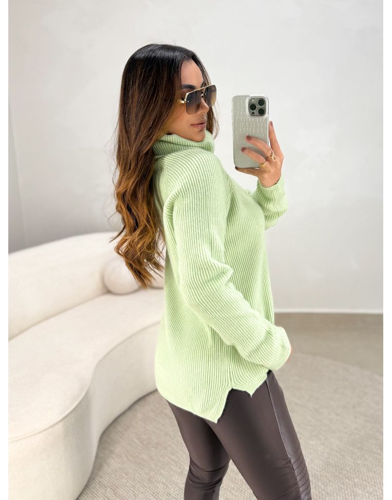 Blusa Tricot Gola Marina Verde