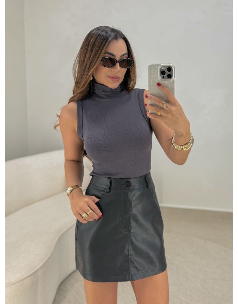 Blusa Regata Gola Alta Chumbo - Loja La Mina 