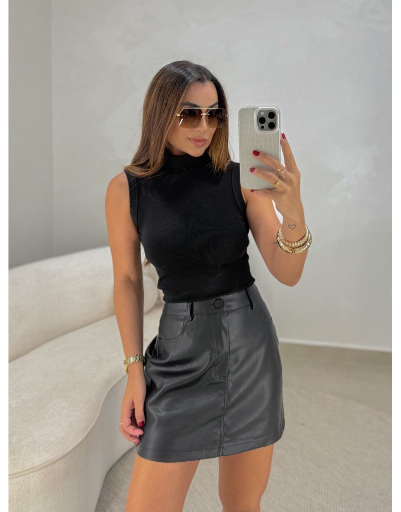 Blusa Regata Gola Alta Preta - Loja La Mina 