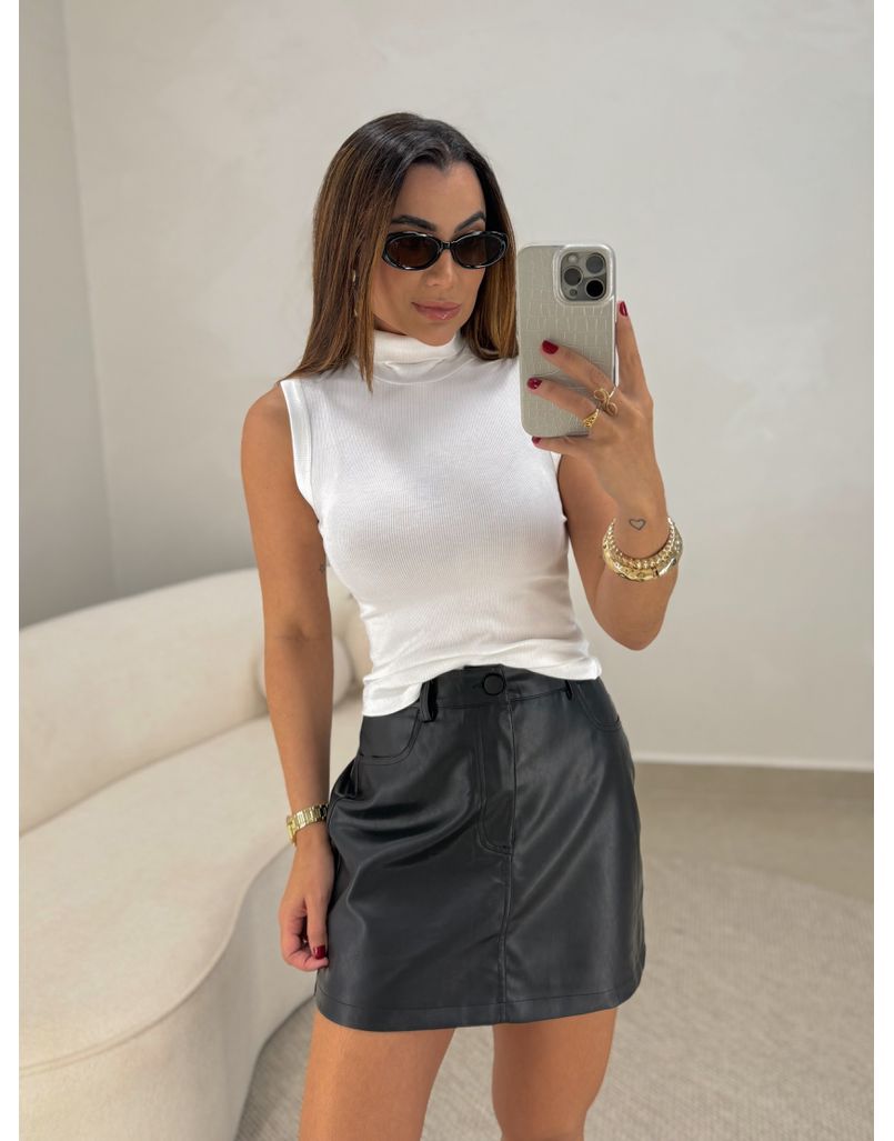 Blusa Regata Gola Alta Branca 