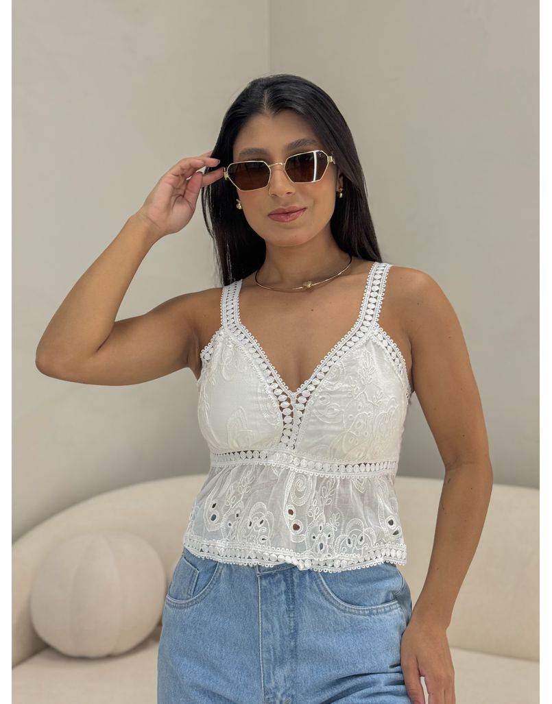 Blusa Alcinha Laise Branco - Loja La Mina 