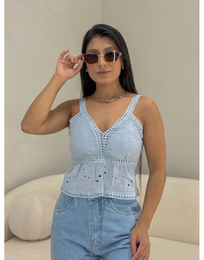Blusa Alcinha Laise Azul - Loja La Mina 